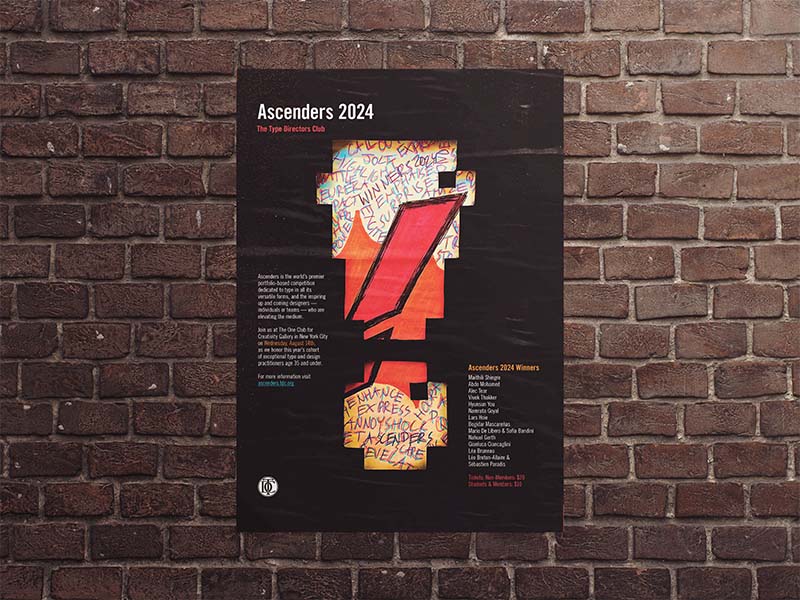 A photo of a brick wall with a poster for the Ascenders 2024 winners