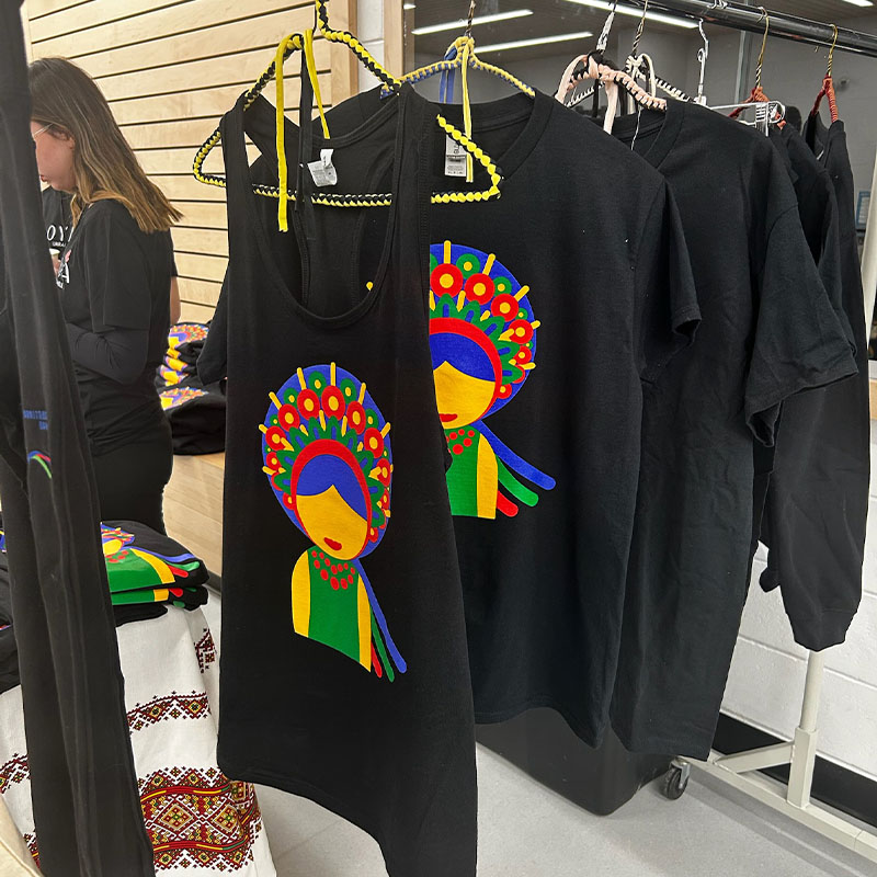 A photo of the festival's t-shirts for sale