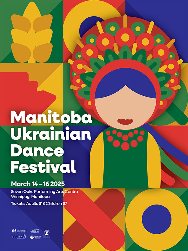 A photo of a poster showing a Ukrianian dancer and information regarding the festival