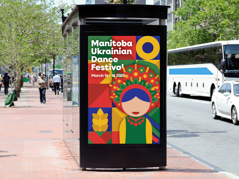 A photo of a bus shelter advertisement