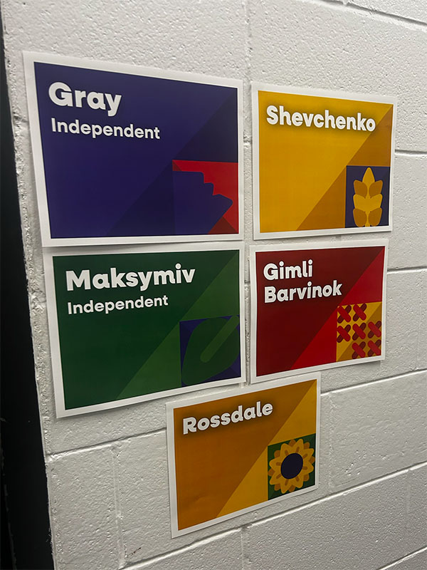 A photo of room label posters for a dance festival