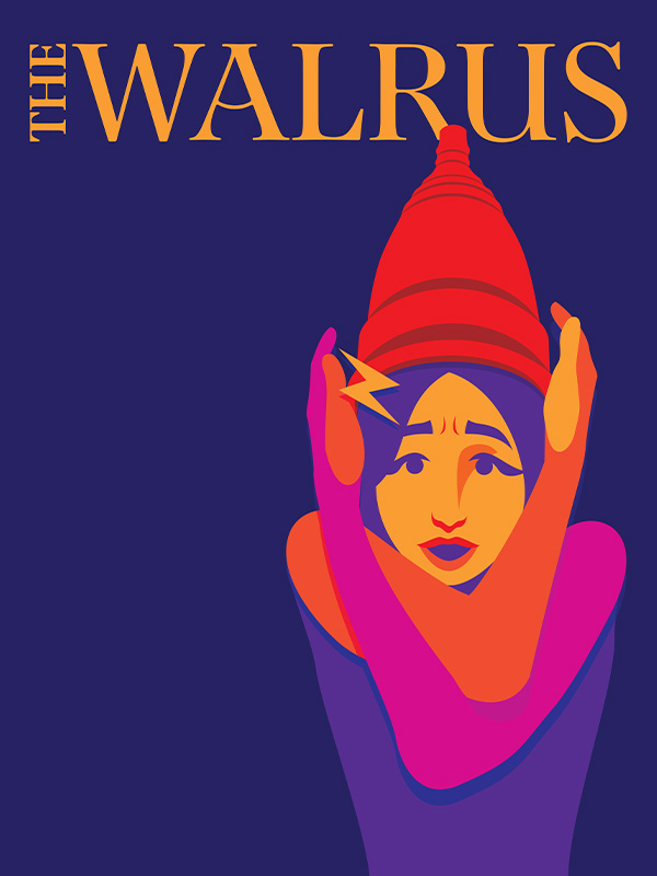 A photo of a poster showing a woman in fear while wearing a menstrual cup